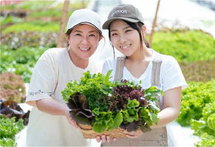 2人の女性がレタスを持っている写真